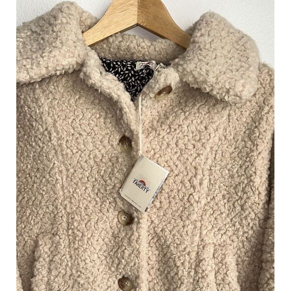 NWT Faherty‎ Women's Small Timber Ridge High Pile Fleece Sherpa Jacket Snowfall - Picture 1 of 8